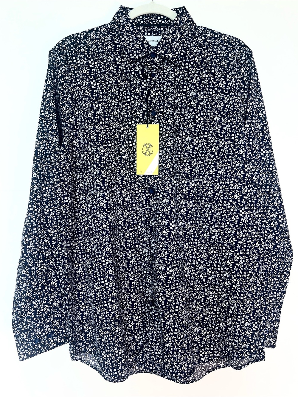 CXL Christian Lacroix Men’s L 16.5 Navy Floral NWT $120